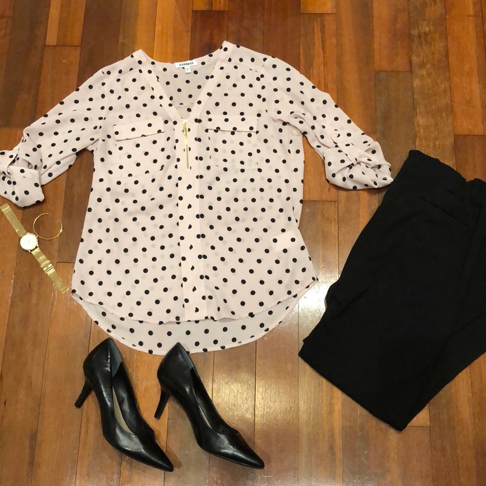 Express Light Pink Polka Dot Blouse